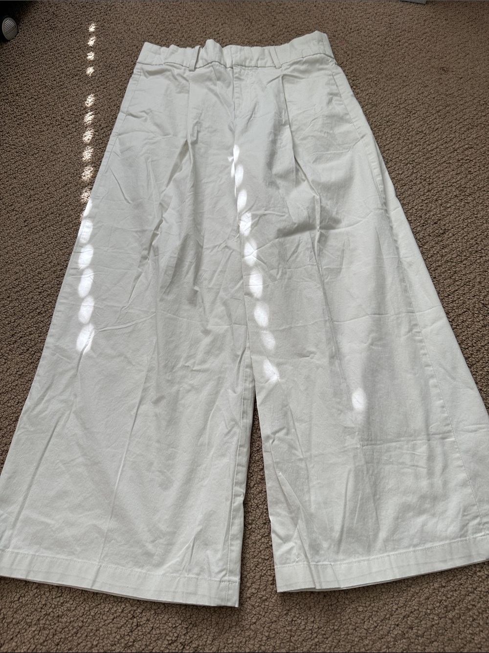 Banana Republic Cream Wide-Leg Cotton-Blend Pants